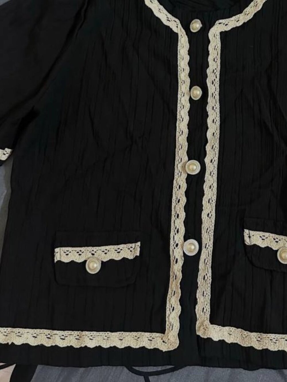 Black Lace Trim Top - Picture 3 of 3